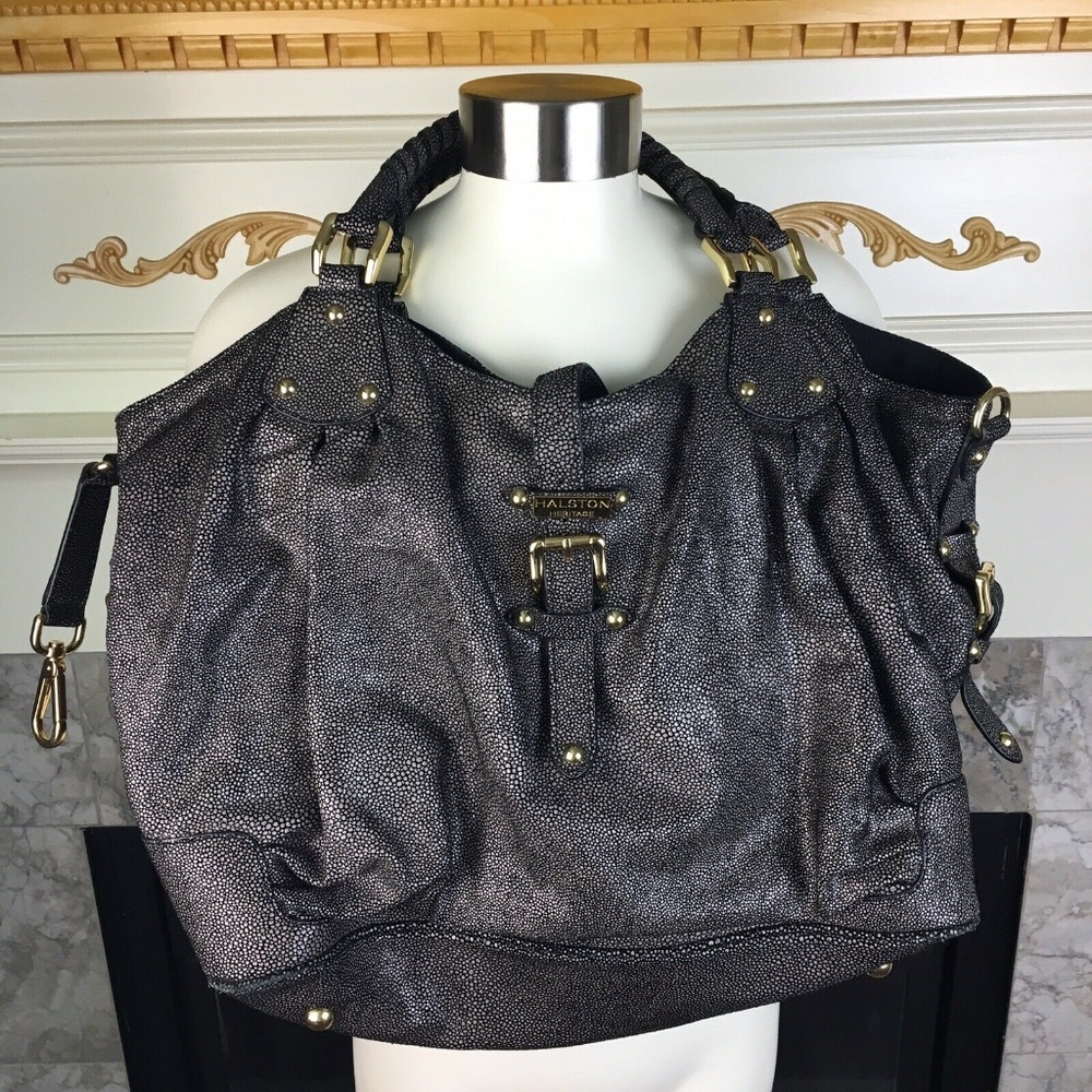 Halston Heritage Gray Large Brandy Satchel Purse